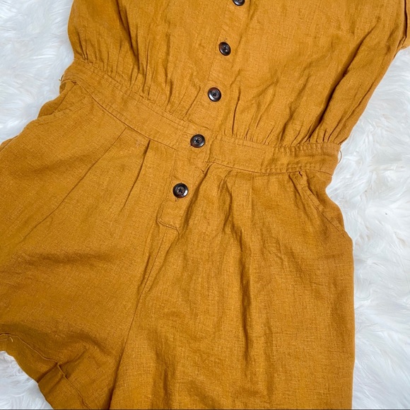 Urban Outfitters Julie Linen Button-Down Romper - Picture 3 of 6